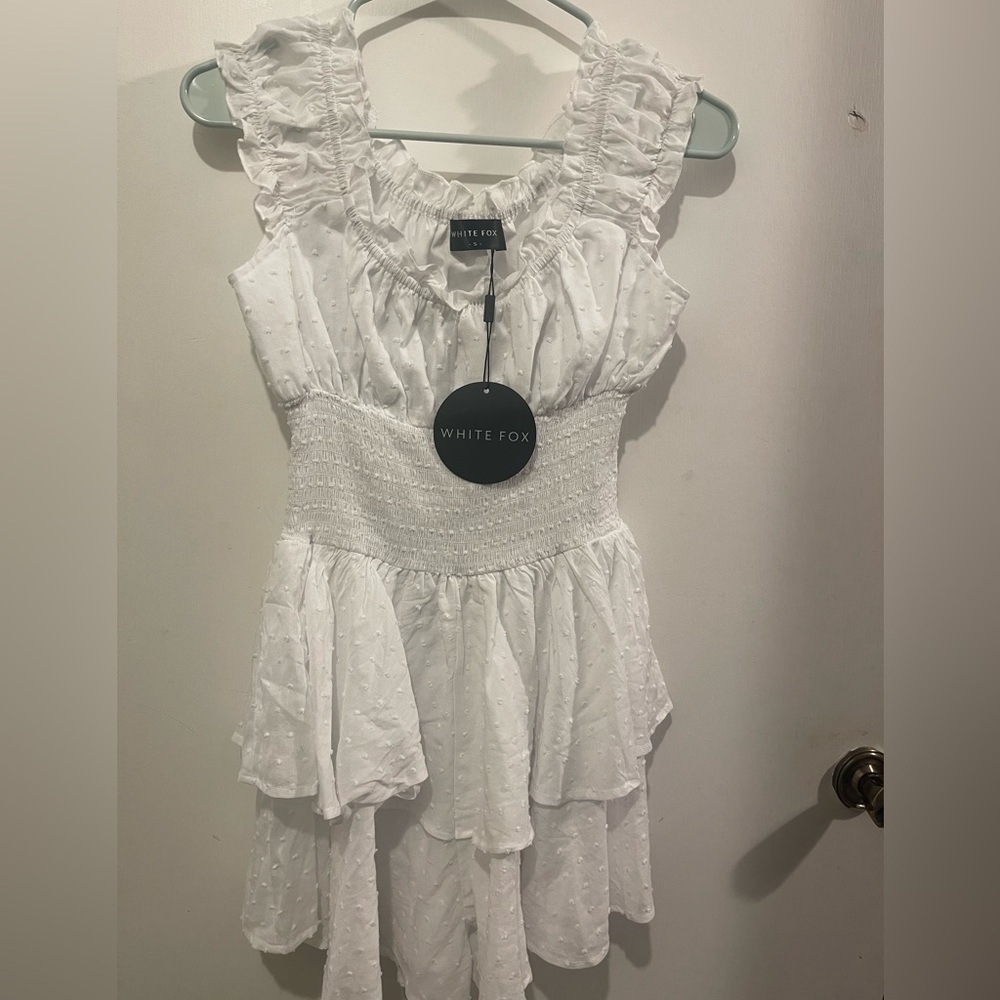 White Fox Ruffled White romper